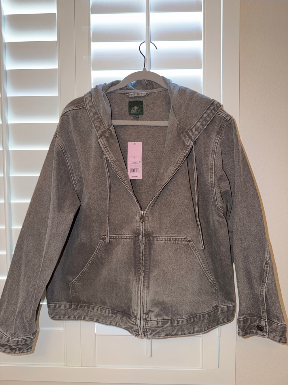 wild fable Gray Washed Zip Hoodie Jean Jacket